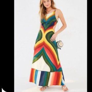 Farm Rio Rainbow Strip Tieback Dress